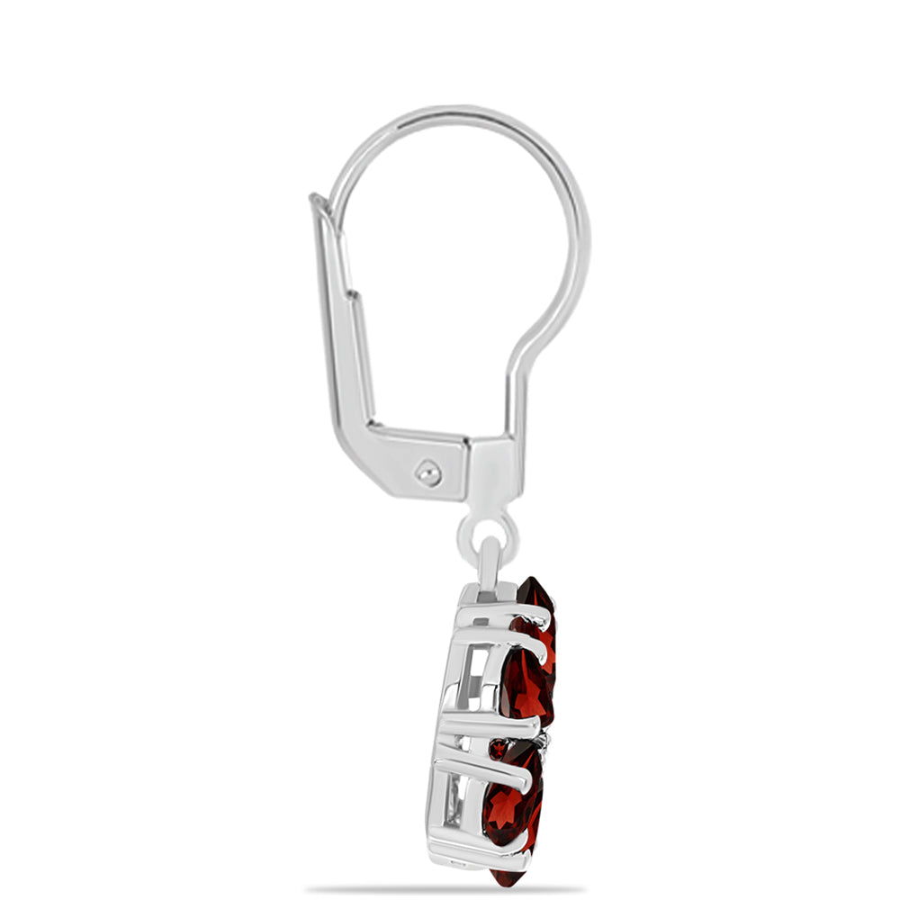 Ezüst Fülbevaló Barton Gránáttal és Fehér Topázzal