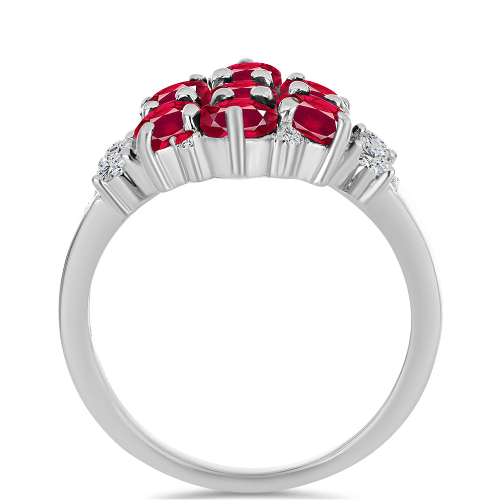 Ezüst Gyűrű Madagaszkári Rubinnal és Fehér Topázzal