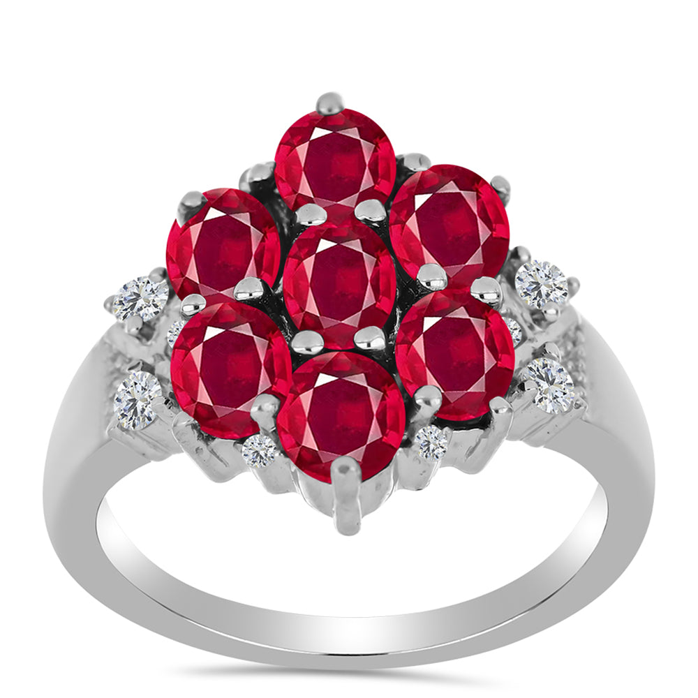 Ezüst Gyűrű Madagaszkári Rubinnal és Fehér Topázzal