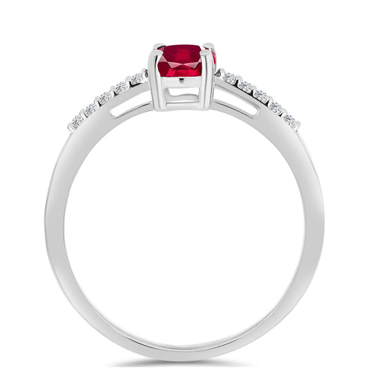 Ezüst Gyűrű Madagaszkári Rubinnal és Fehér Topázzal