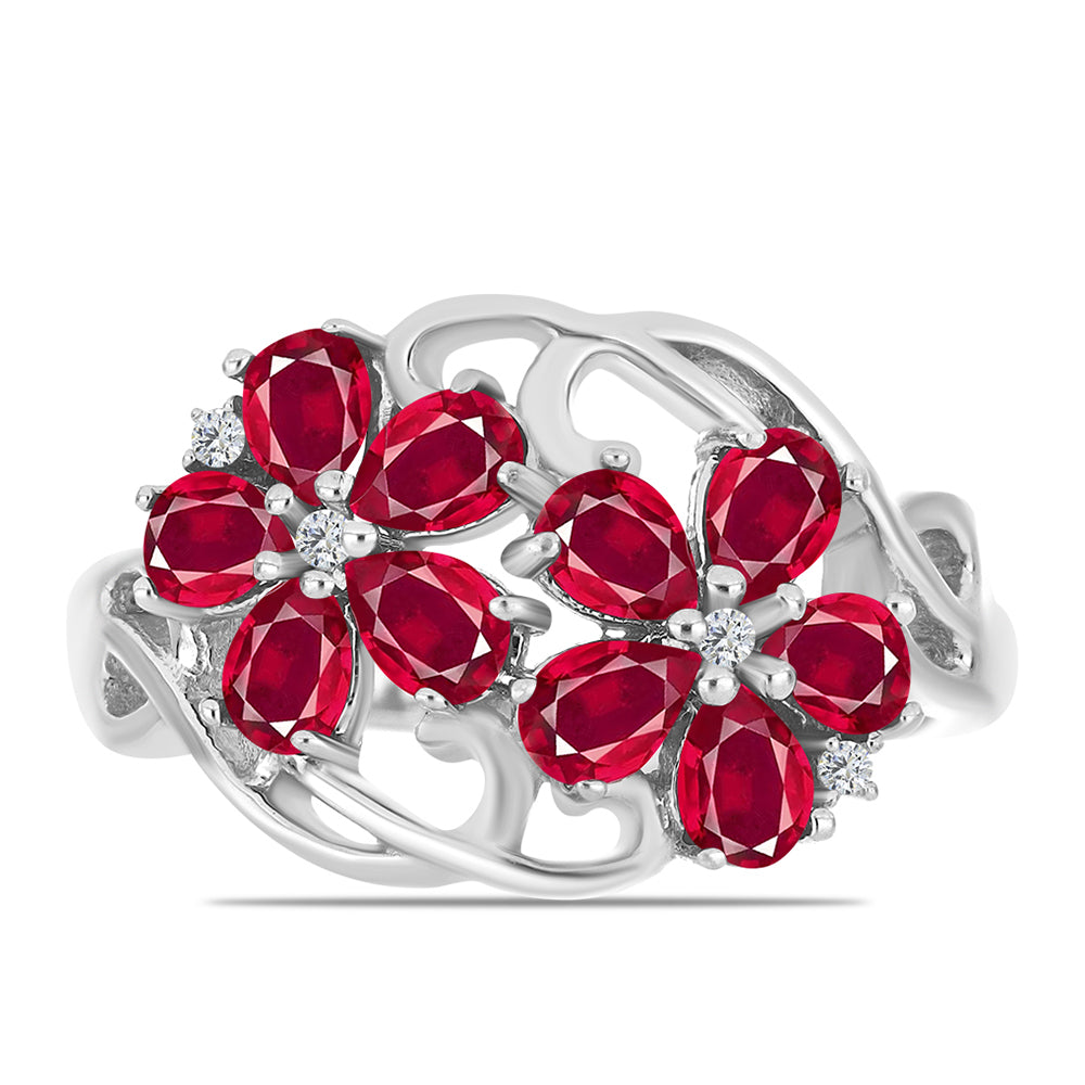 Ezüst Gyűrű Madagaszkári Rubinnal és Fehér Topázzal 1 