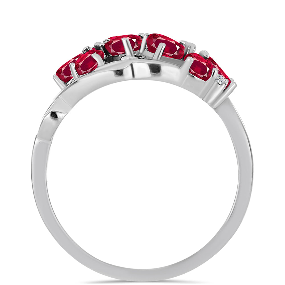 Ezüst Gyűrű Madagaszkári Rubinnal és Fehér Topázzal 6 