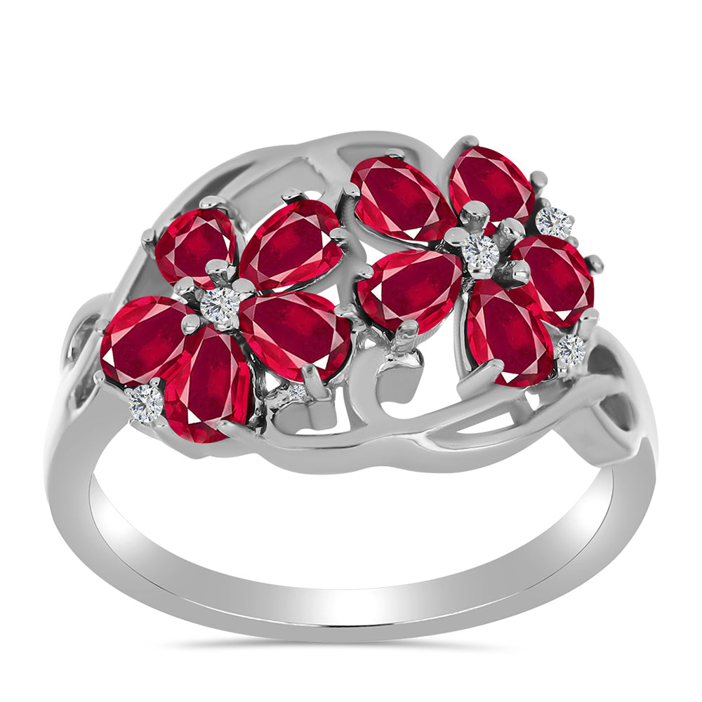 Ezüst Gyűrű Madagaszkári Rubinnal és Fehér Topázzal 3 