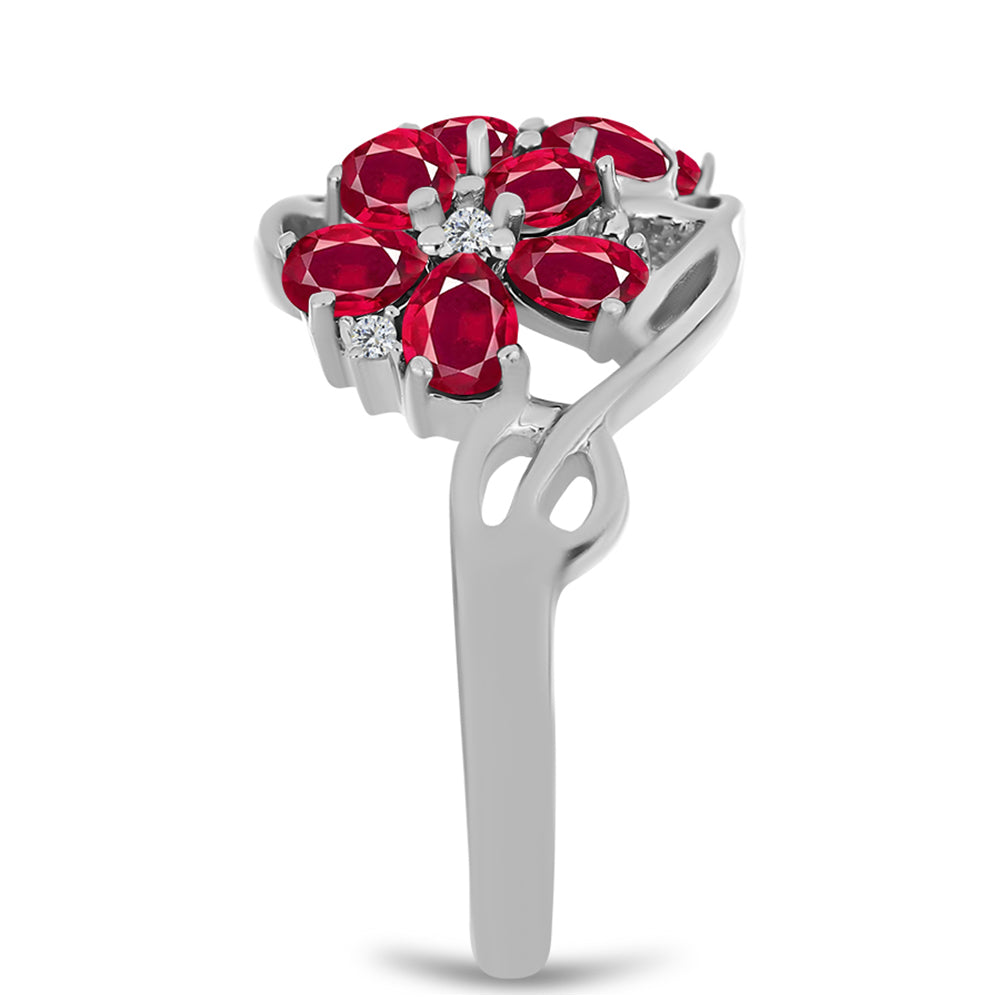 Ezüst Gyűrű Madagaszkári Rubinnal és Fehér Topázzal 4 
