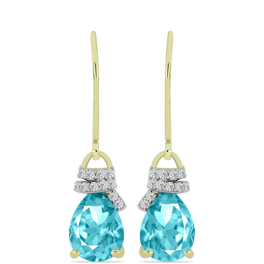 Arannyal Bevont Ezüst Fülbevaló Paraiba Kvarccal és Fehér Topázzal 1 