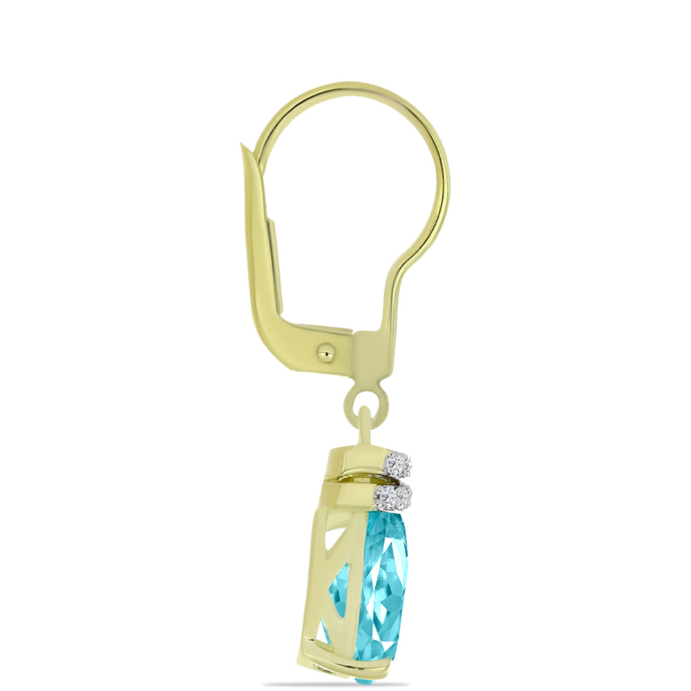 Arannyal Bevont Ezüst Fülbevaló Paraiba Kvarccal és Fehér Topázzal 4 