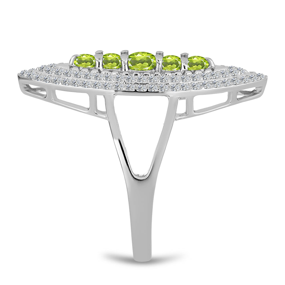 Ezüst Gyűrű Changbai Peridottal és Fehér Topázzal 4 