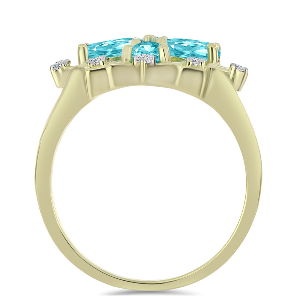 Arannyal Bevont Ezüst Gyűrű Paraiba Kvarccal és Fehér Topázzal 2 