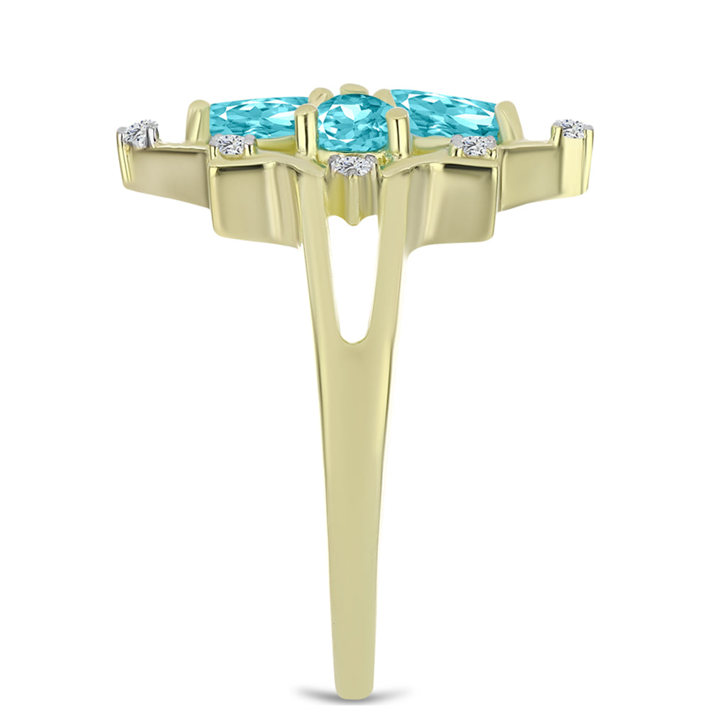 Arannyal Bevont Ezüst Gyűrű Paraiba Kvarccal és Fehér Topázzal 4 