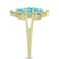Arannyal Bevont Ezüst Gyűrű Paraiba Kvarccal és Fehér Topázzal