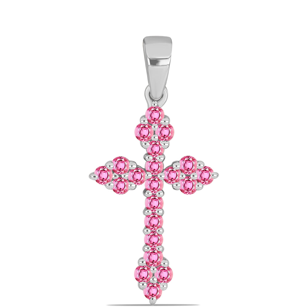 Kereszt Ezüst Medál Pelmadullai Rózsaszínű Turmalinnal