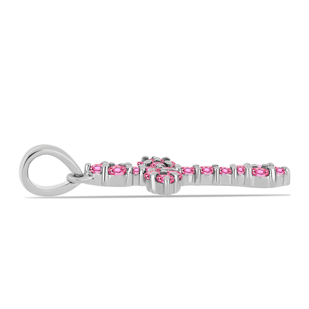 Kereszt Ezüst Medál Pelmadullai Rózsaszínű Turmalinnal 2 