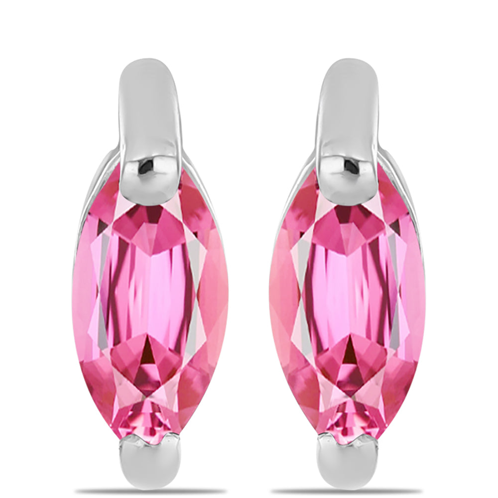 Ezüst Fülbevaló Pelmadullai Rózsaszínű Turmalinnal