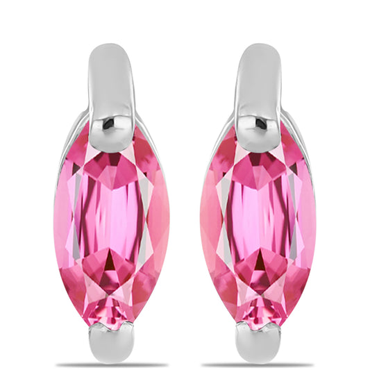 Ezüst Fülbevaló Pelmadullai Rózsaszínű Turmalinnal