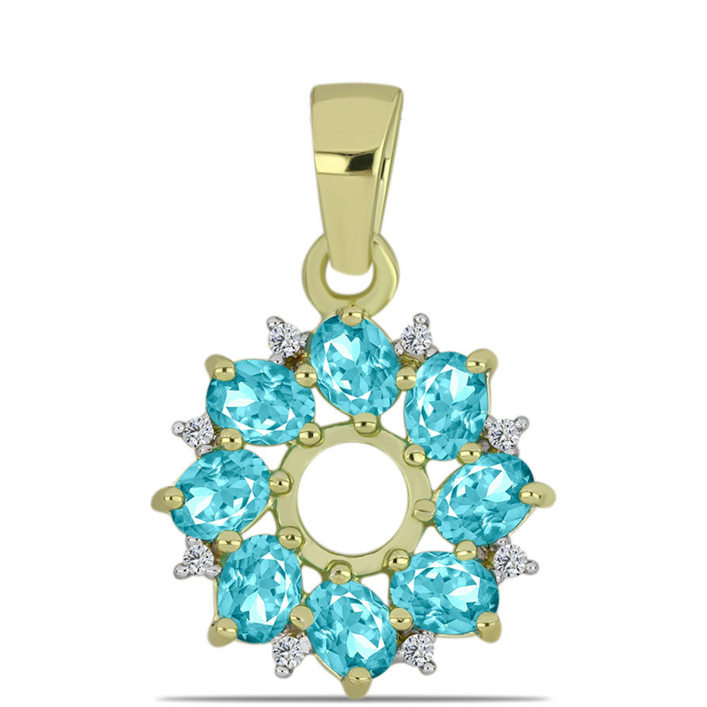 Arannyal Bevont Ezüst Medál Paraiba Kvarccal és Fehér Topázzal