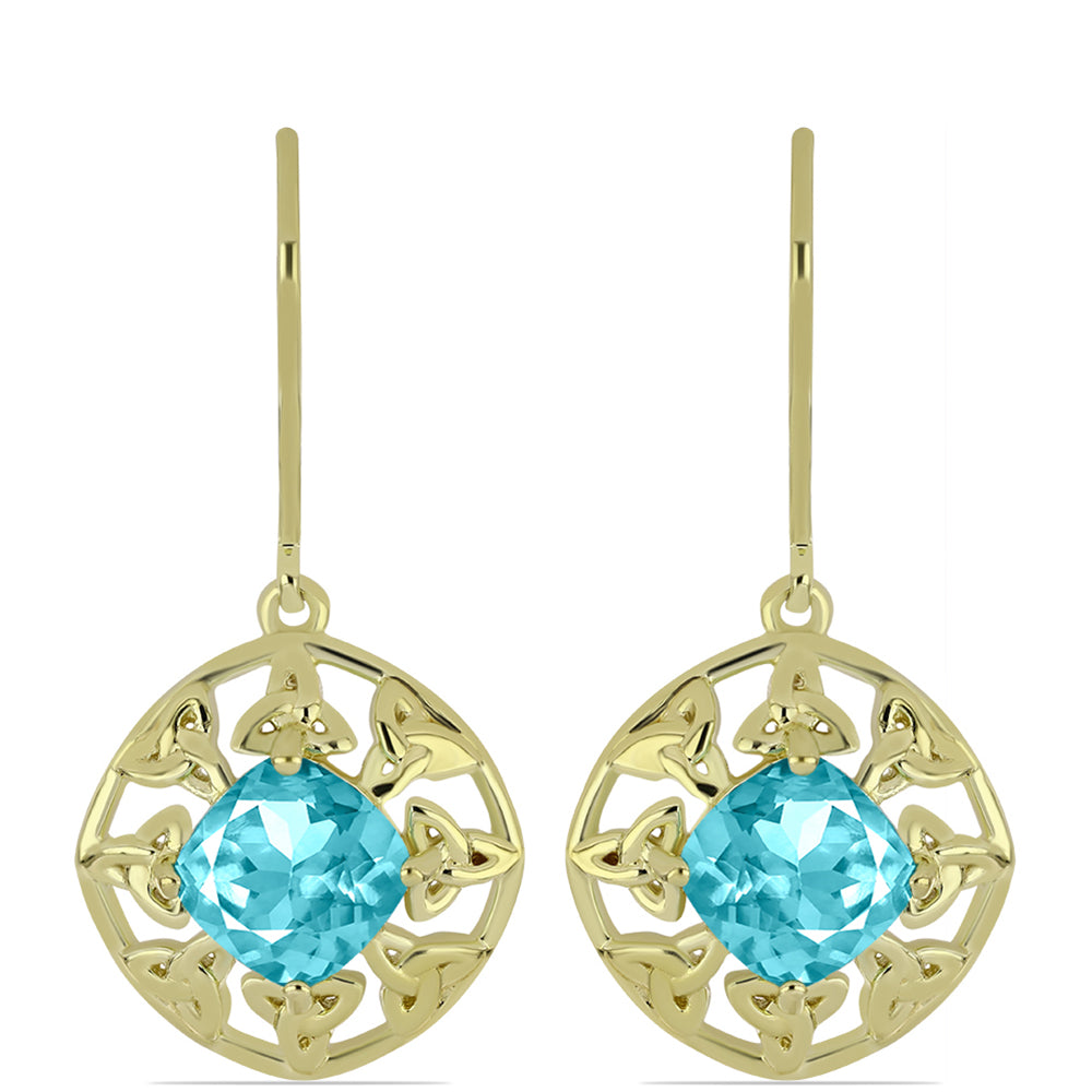 Arannyal Bevont Ezüst Fülbevaló Paraiba Kvarccal