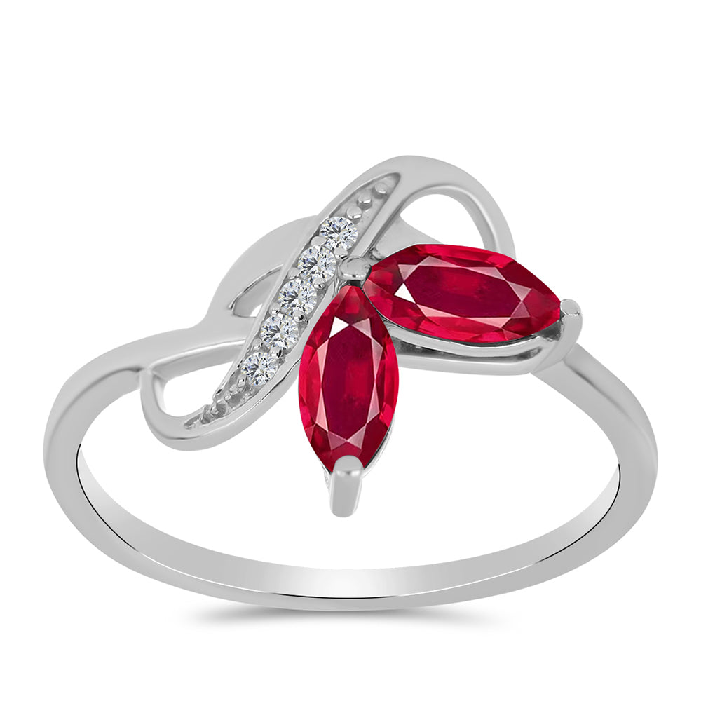 Ezüst Gyűrű Madagaszkári Rubinnal és Fehér Topázzal