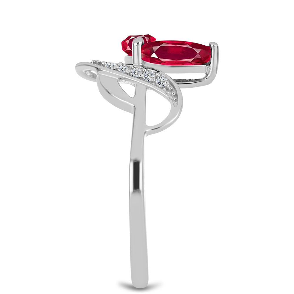 Ezüst Gyűrű Madagaszkári Rubinnal és Fehér Topázzal 4 