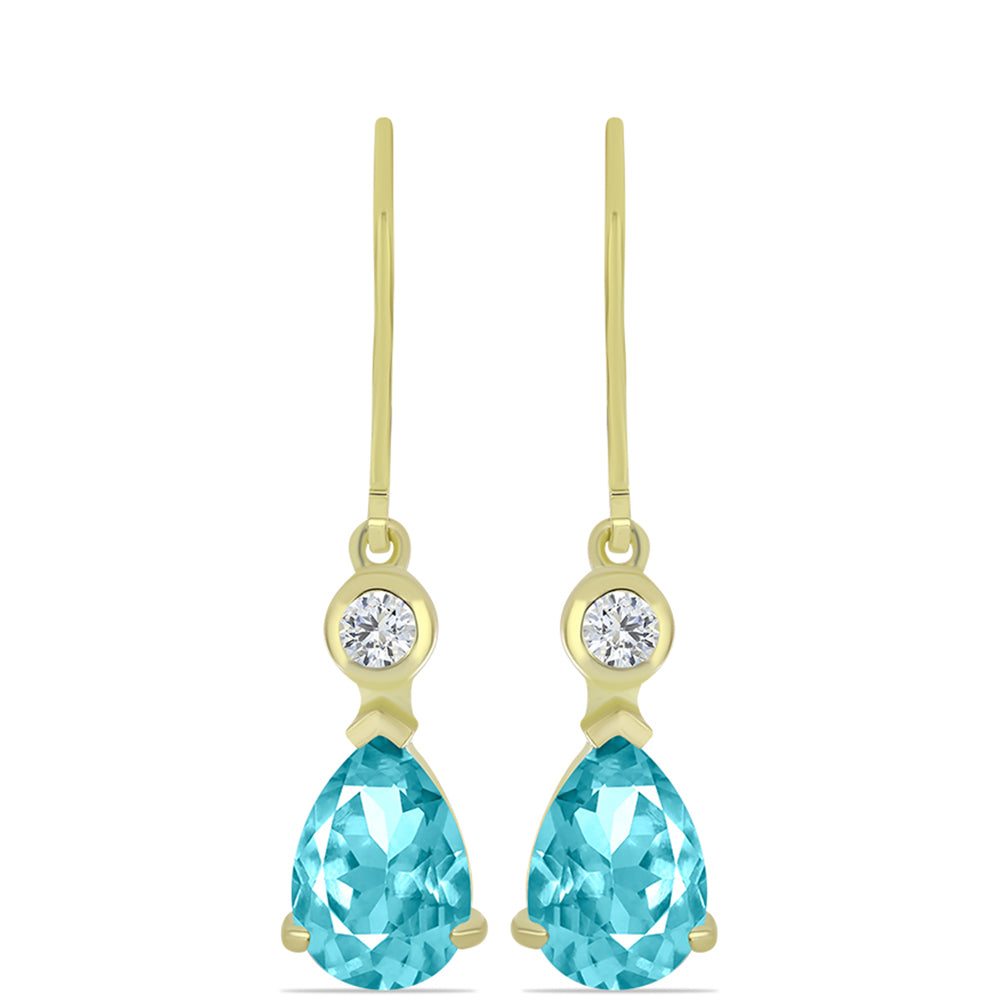 Arannyal Bevont Ezüst Fülbevaló Paraiba Kvarccal és Fehér Topázzal 1 