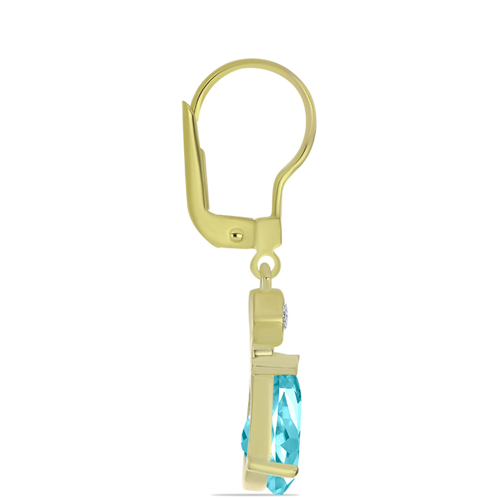 Arannyal Bevont Ezüst Fülbevaló Paraiba Kvarccal és Fehér Topázzal 4 