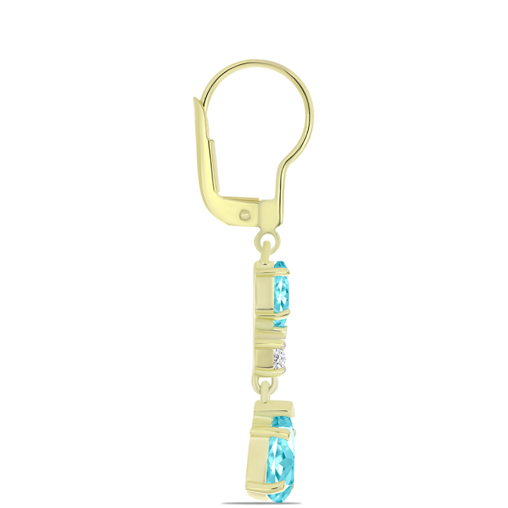 Arannyal Bevont Ezüst Fülbevaló Paraiba Kvarccal és Fehér Topázzal 4 