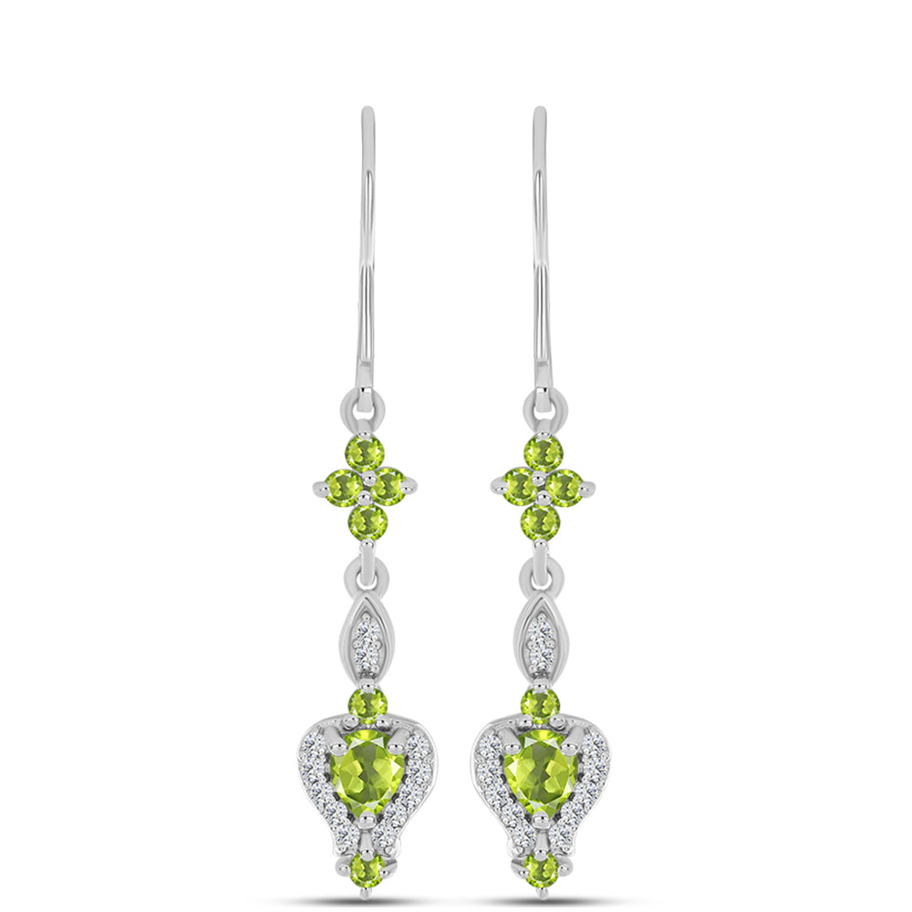 Ezüst Fülbevaló Changbai Peridottal és Fehér Topázzal