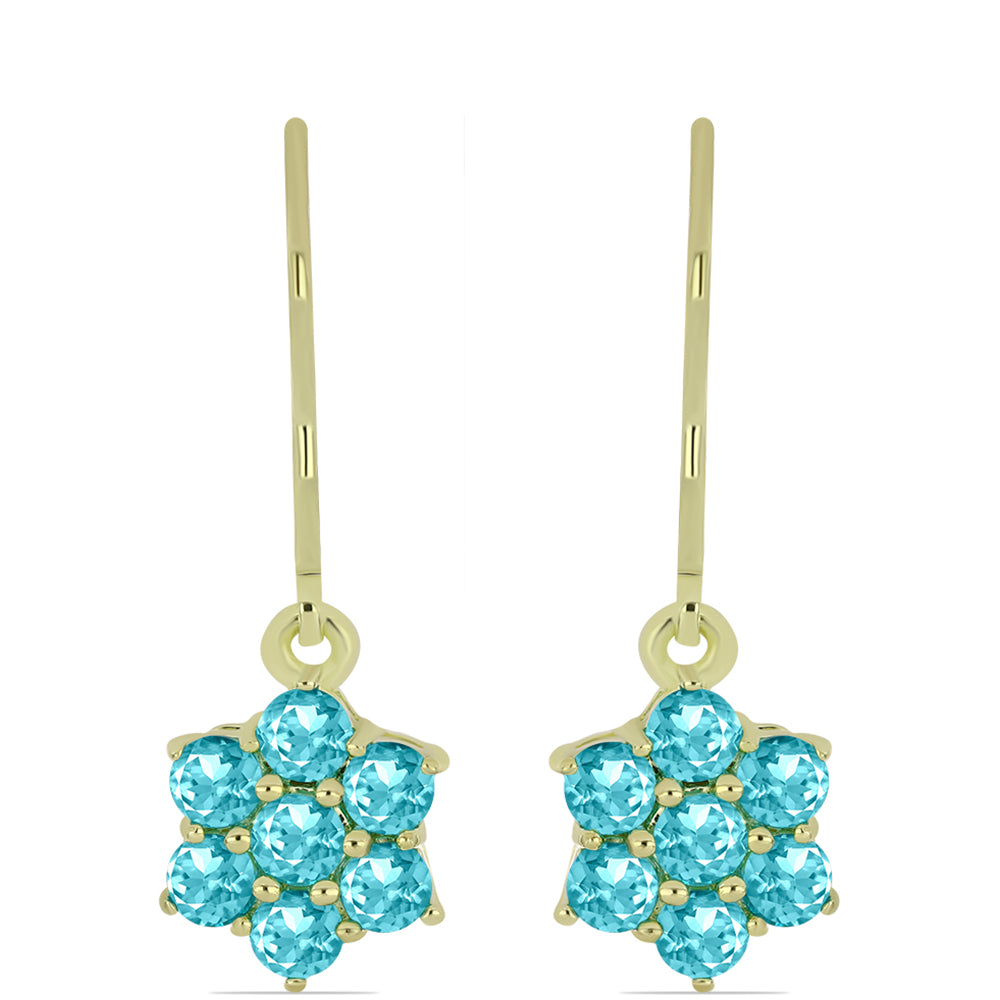 Arannyal Bevont Ezüst Fülbevaló Paraiba Kvarccal 1 