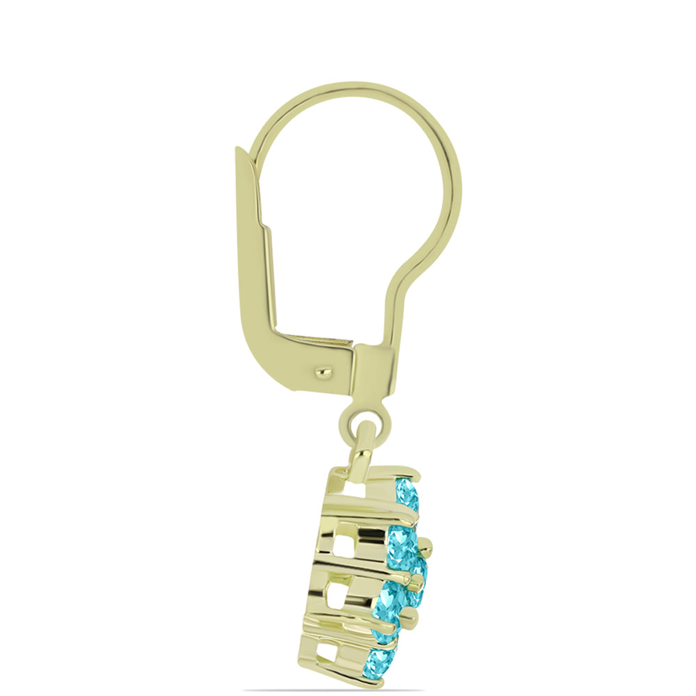 Arannyal Bevont Ezüst Fülbevaló Paraiba Kvarccal