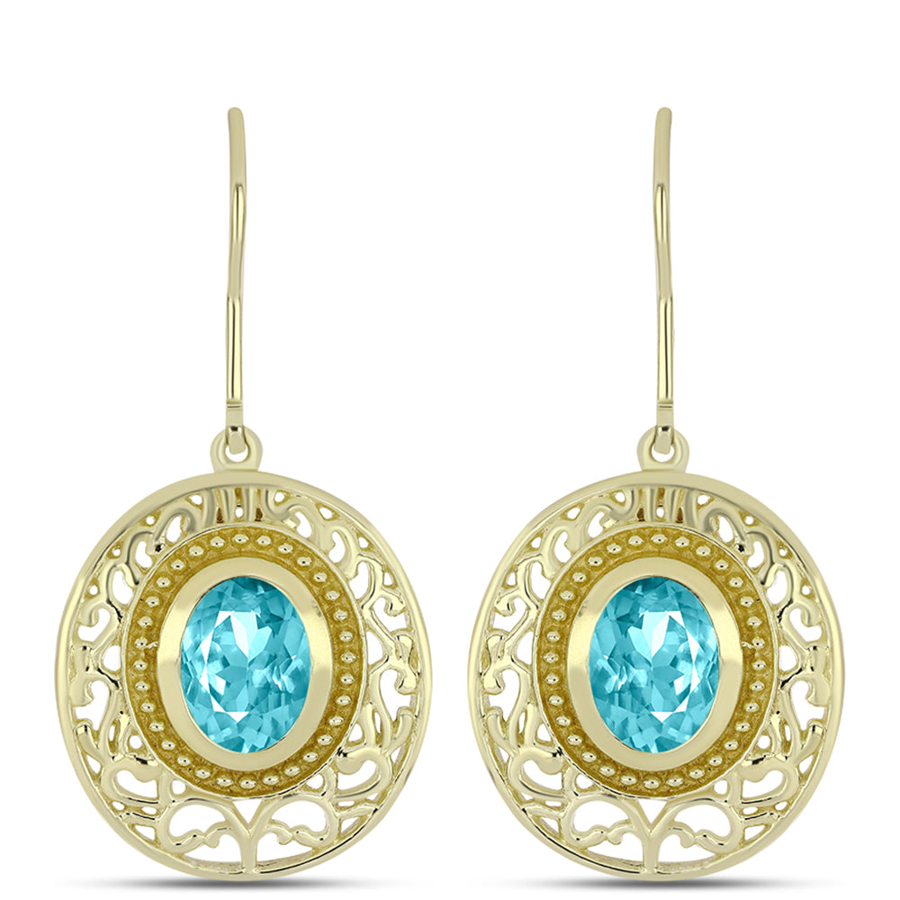 Arannyal Bevont Ezüst Fülbevaló Paraiba Kvarccal 3 