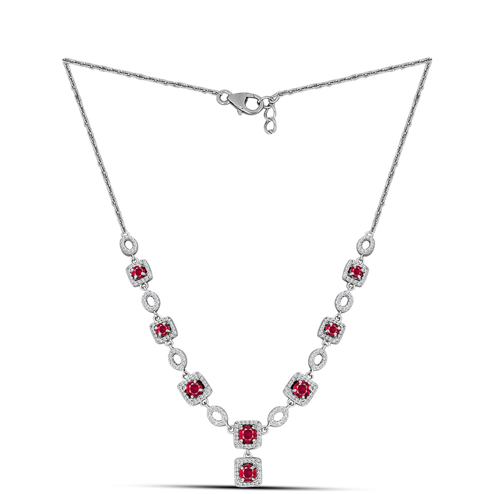 Ezüst Nyaklánc Madagaszkári Rubinnal és Fehér Topázzal 1 