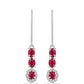 Ezüst Fülbevaló Madagaszkári Rubinnal és Fehér Topázzal