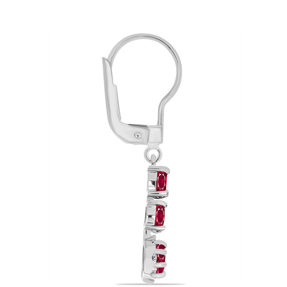 Ezüst Fülbevaló Madagaszkári Rubinnal és Fehér Topázzal 2 