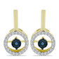 Arannyal Bevont Ezüst Fülbevaló Kék Táncoló Gyémánttal és Fehér Topázzal