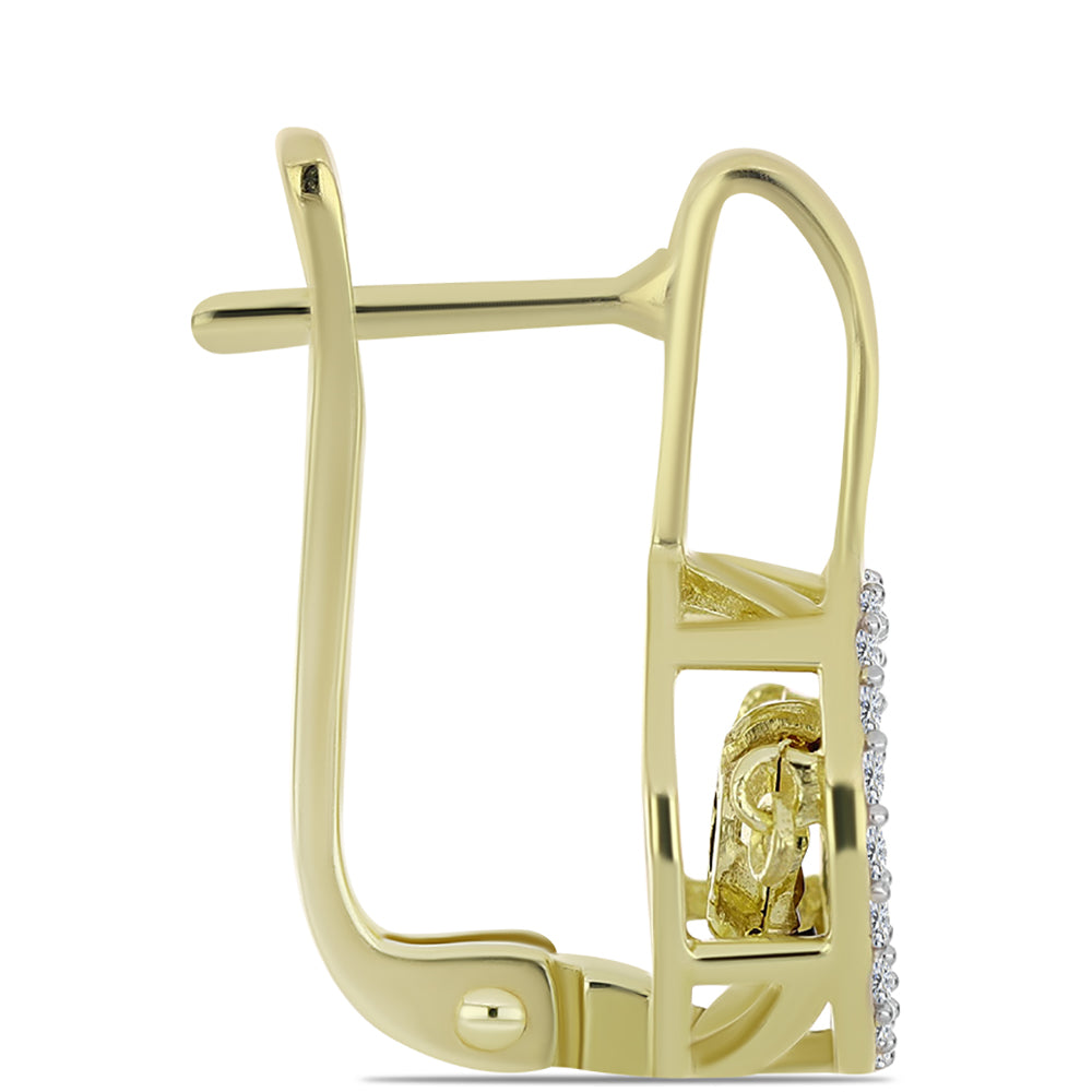 Arannyal Bevont Ezüst Fülbevaló Kék Táncoló Gyémánttal és Fehér Topázzal 2 