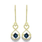 Arannyal Bevont Ezüst Fülbevaló Kék Táncoló Gyémánttal és Fehér Topázzal