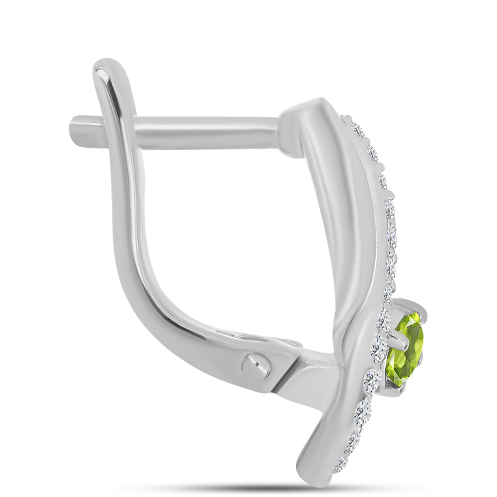 Ezüst Fülbevaló Changbai Peridottal és Fehér Topázzal