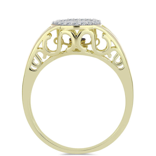 Arannyal Bevont Ezüst Gyűrű Kék Táncoló Gyémánttal és Fehér Topázzal