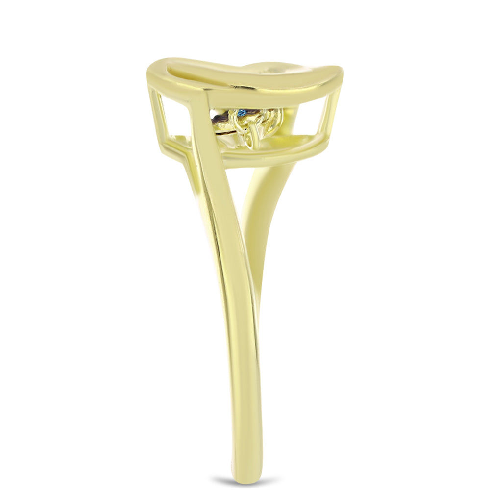 Arannyal Bevont Ezüst Gyűrű Kék Táncoló Gyémánttal