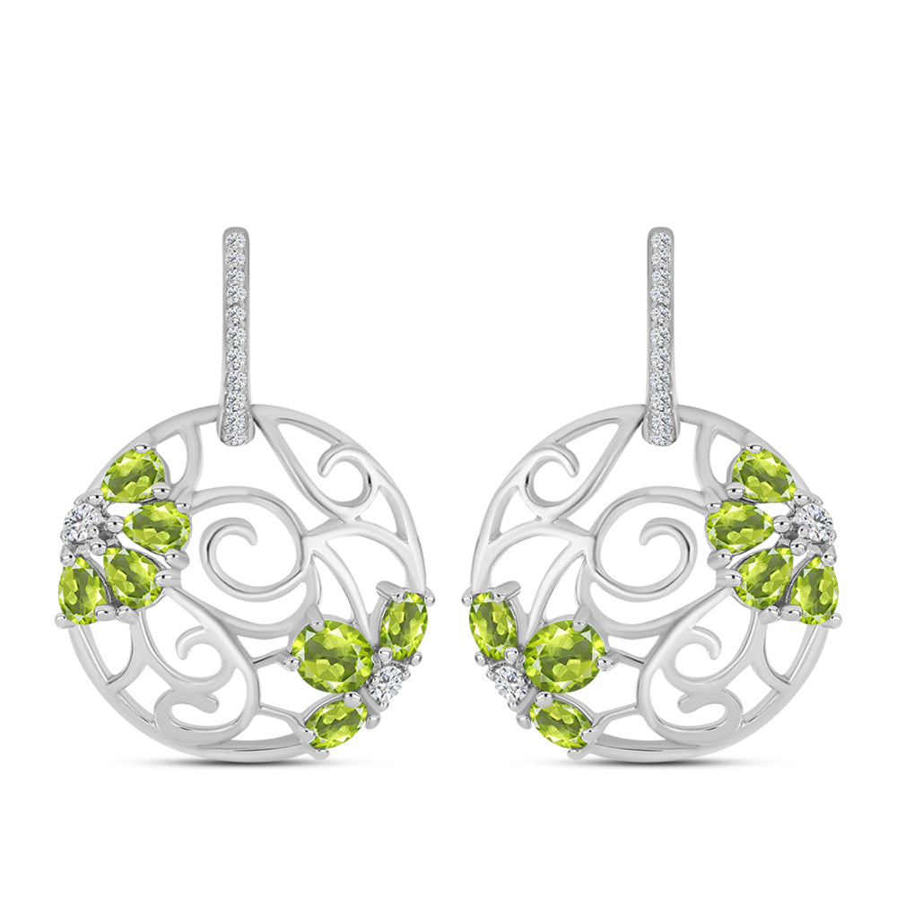 Ezüst Fülbevaló Changbai Peridottal és Fehér Topázzal 1 