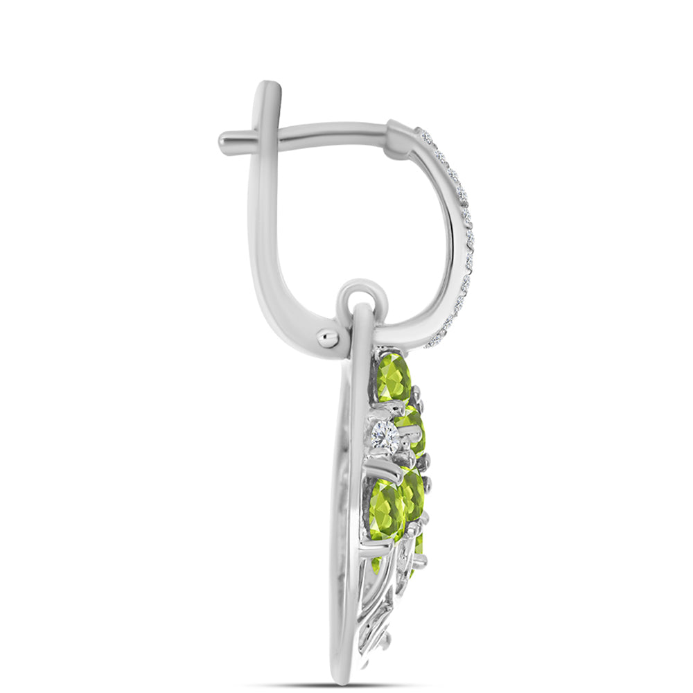 Ezüst Fülbevaló Changbai Peridottal és Fehér Topázzal