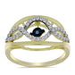 Arannyal Bevont Ezüst Gyűrű Kék Táncoló Gyémánttal és Fehér Topázzal