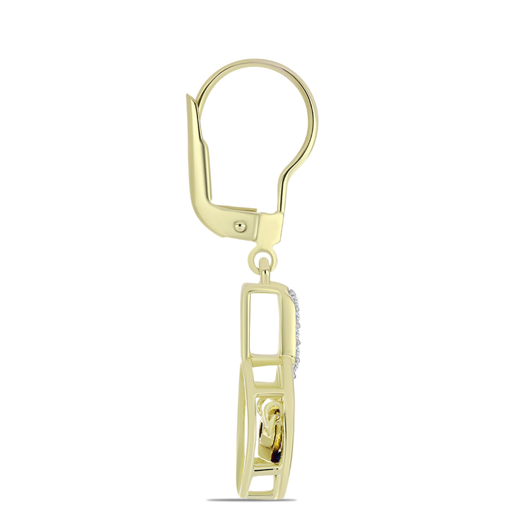 Arannyal Bevont Ezüst Fülbevaló Kék Táncoló Gyémánttal és Fehér Topázzal 2 