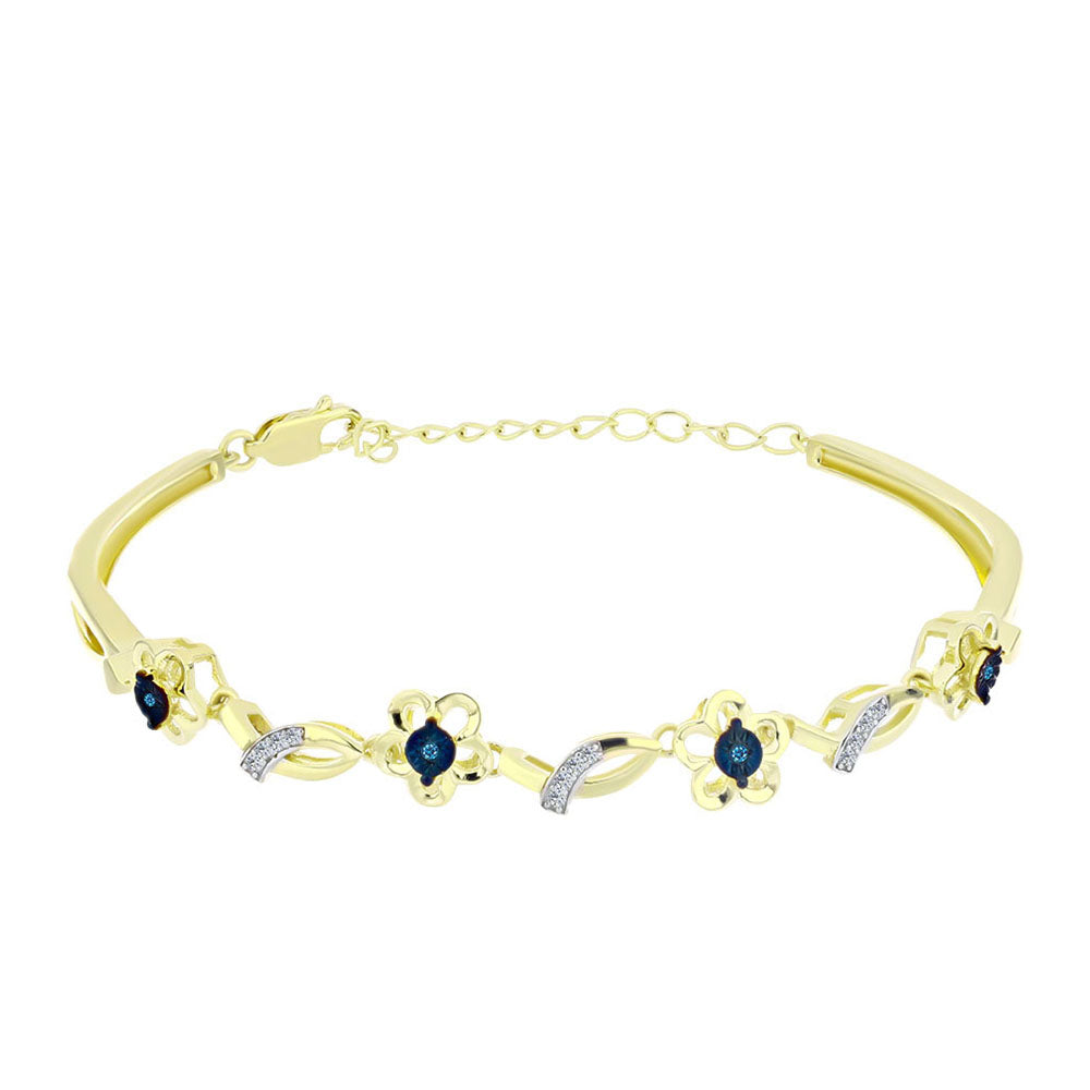 Arannyal Bevont Ezüst Karperec Kék Táncoló Gyémánttal és Fehér Topázzal 2 