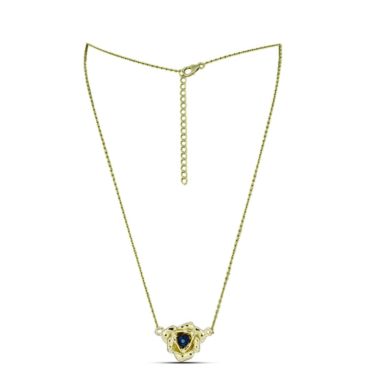 Arannyal Bevont Ezüst Nyaklánc Kék Táncoló Gyémánttal