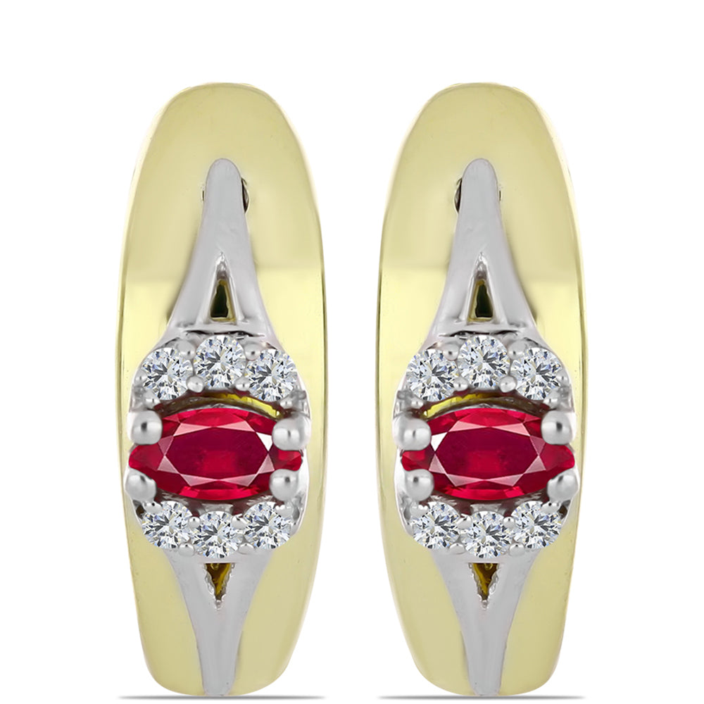 Ezüst Fülbevaló Madagaszkári Rubinnal és Fehér Topázzal