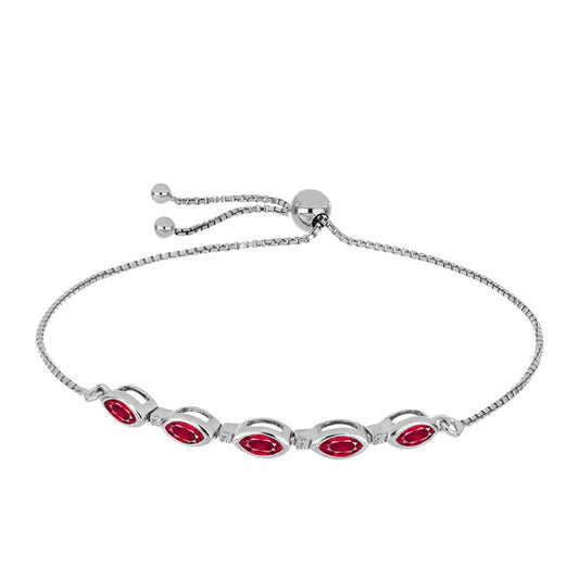 Ezüst Karkötő Madagaszkári Rubinnal és Fehér Topázzal
