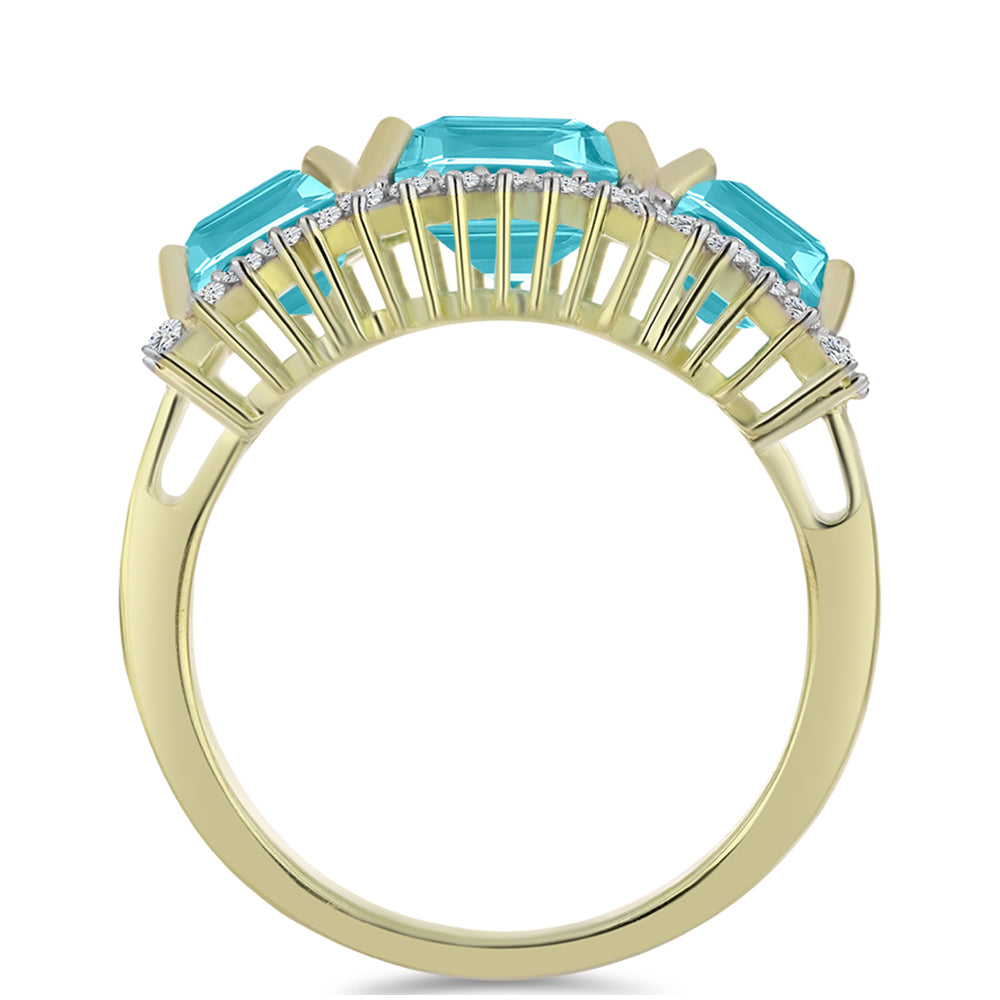 Arannyal Bevont Ezüst Gyűrű Paraiba Kvarccal és Fehér Topázzal 6 