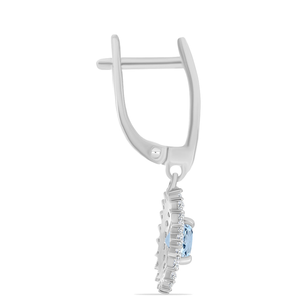 Ezüst Fülbevaló Embu Megyei Aquamarinnal és Fehér Topázzal 2 