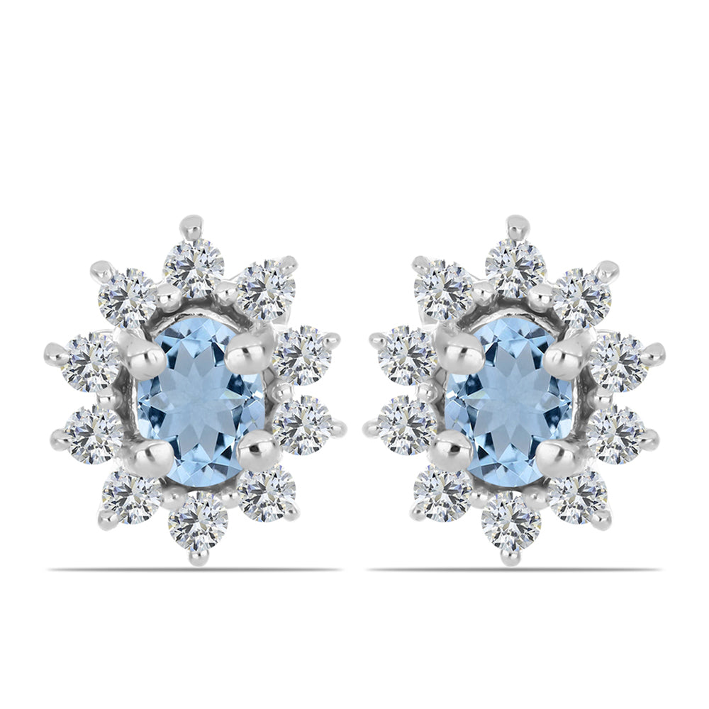 Ezüst Fülbevaló Embu Megyei Aquamarinnal és Fehér Topázzal 1 