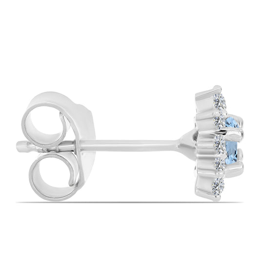 Ezüst Fülbevaló Embu Megyei Aquamarinnal és Fehér Topázzal